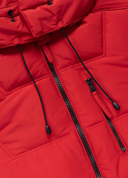 Men Quilted winter jacket with hood PIEDMONT - Fluo Red
