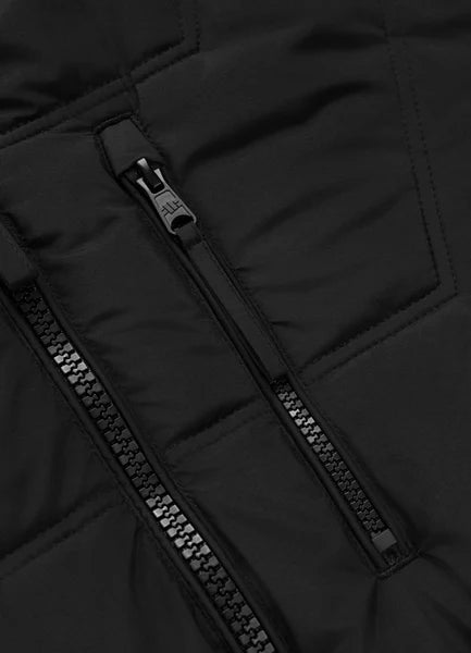 Men Quilted winter jacket with hood PIEDMONT - Black