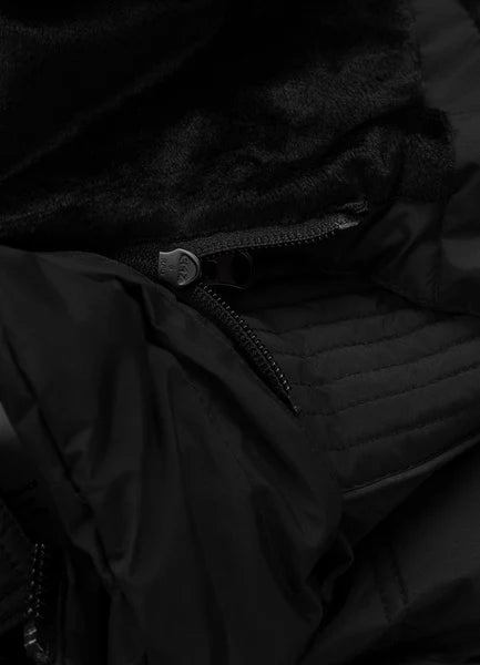 Men Quilted winter jacket with hood PIEDMONT - Black