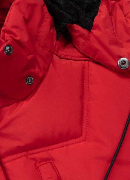 Men Quilted winter jacket with hood PIEDMONT - Fluo Red