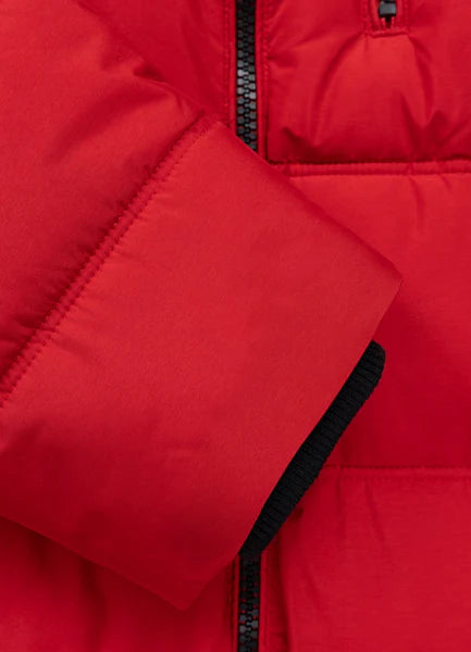 Men Quilted winter jacket with hood PIEDMONT - Fluo Red