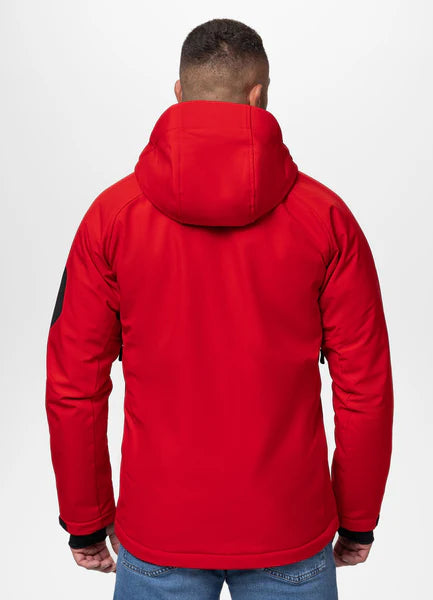 Men Winter hooded softshell jacket ROCKFISH - Fluo Red