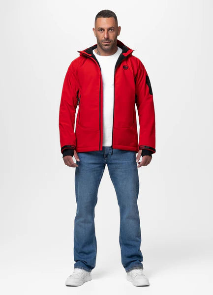 Men Winter hooded softshell jacket ROCKFISH - Fluo Red
