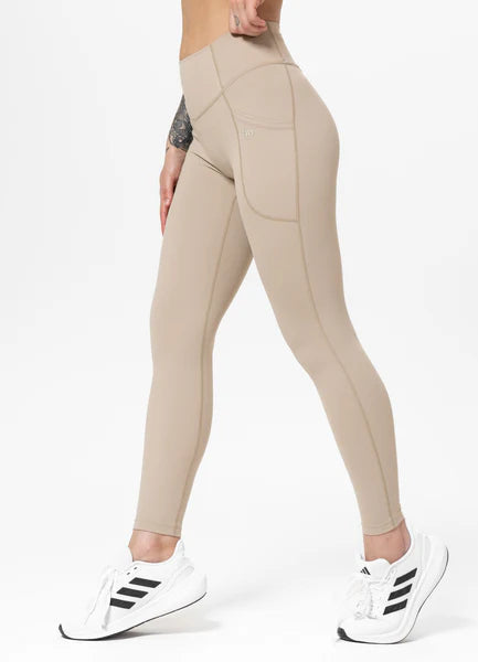 Women's Sports Leggings AVENIDA - Light brown