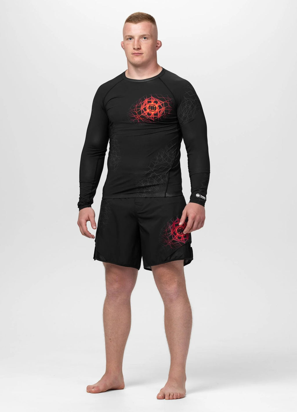 Rashguard longsleeve RAY - Black/ Fluo Red