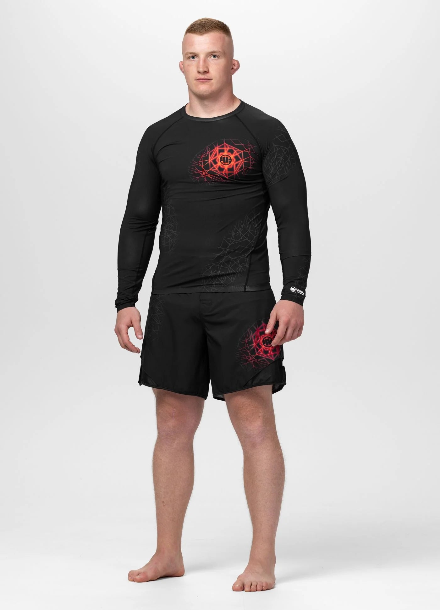 Rashguard longsleeve RAY - Black/ Fluo Red
