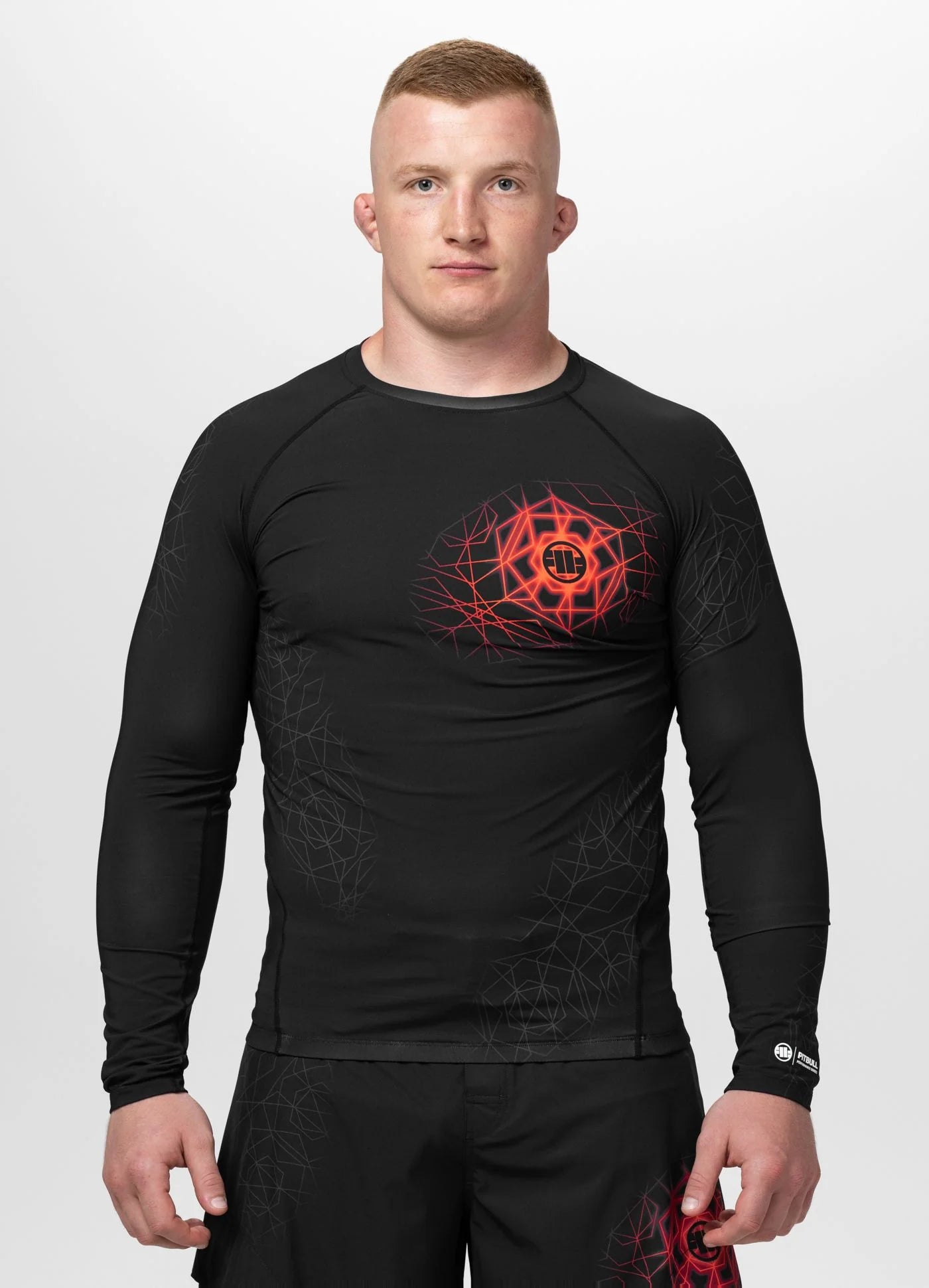 Rashguard longsleeve RAY - Black/ Fluo Red